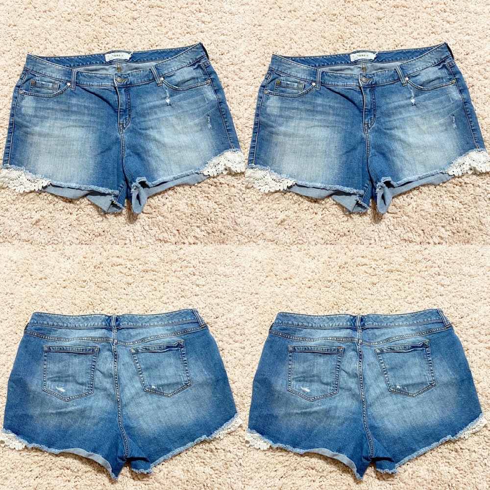 Torrid 20 jean shorts with lace PLUS SIZE